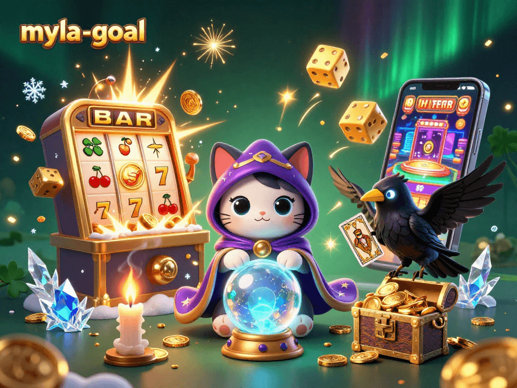 Experience thrilling gameplay at myla-goal with a vibrant scene of a mystical fortune teller and exciting casino elements.