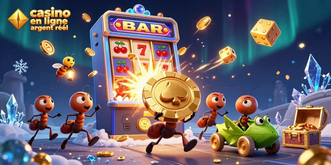 Jouez au casino en ligne argent réel avec notre équipe d'insectes lors d'un audacieux vol de jetons dorés.