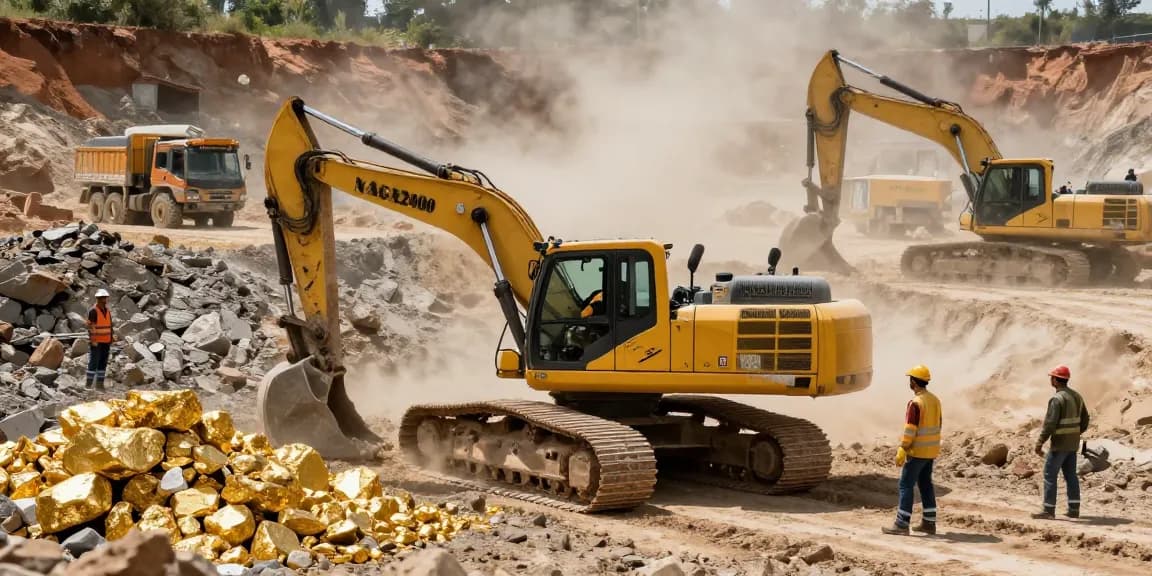 NAGA2000 mining equipment in use, highlighting professional operators on a gold mining site.
