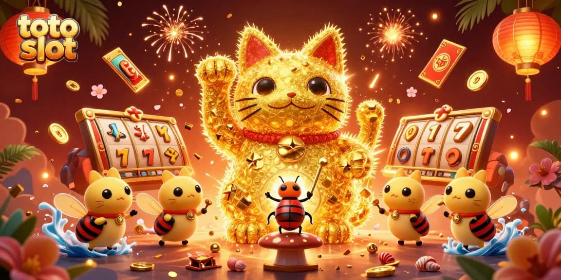 Menangkan jackpot dalam toto slot dengan kucing keberuntungan dan simbol slot yang menyerupai cahaya!