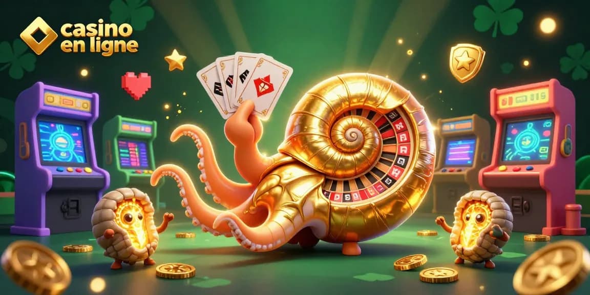 Découvrez un casino en ligne immersif avec un nautilus géant, des machines à sous et des éclats d'or.