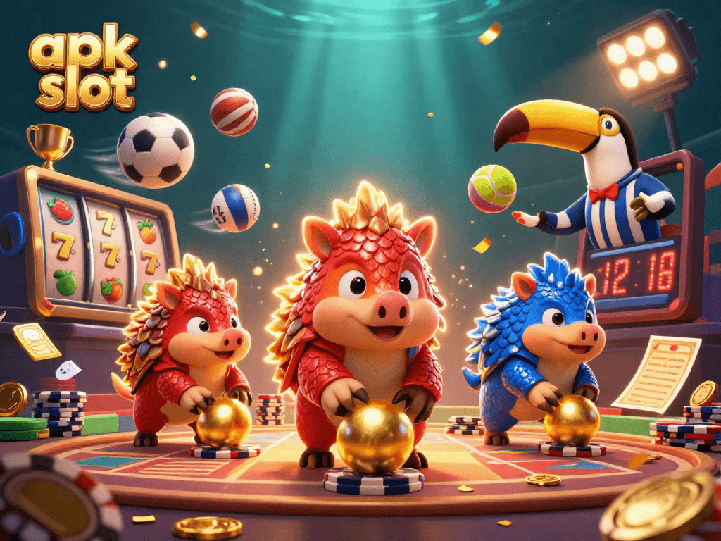 Taruhan apk slot pada permainan slot dengan pangolin dan elemen kasino menarik lainnya.
