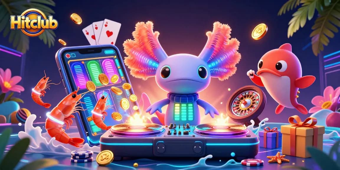 Hitclub offers vibrant online gaming with thrilling slots and engaging casino elements in a dynamic scene.