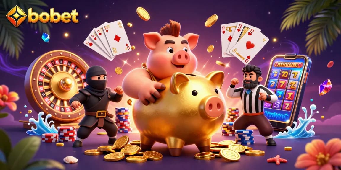 sbobet's thrilling action featuring a sumo wrestler and ninja in a dynamic casino scene.