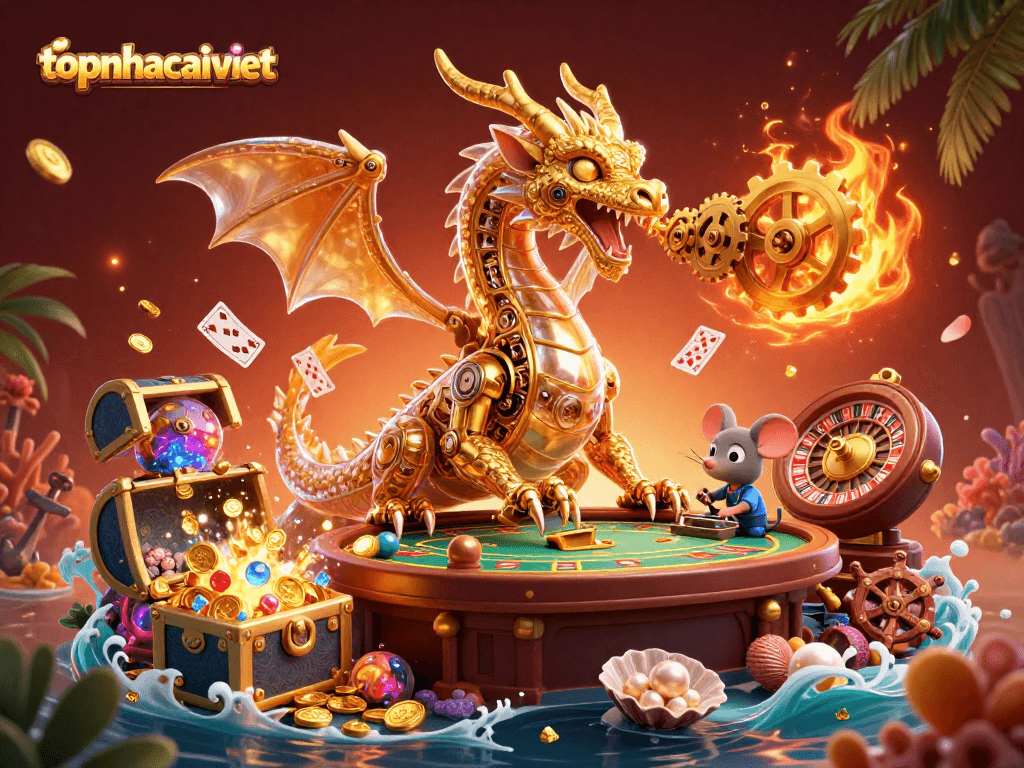 Experience the thrill of winning with topnhacaiviet in this vibrant 3D casino illustration.