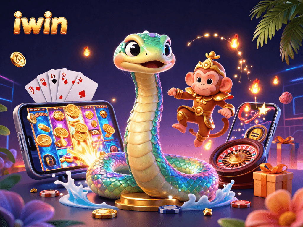 Spin the reels with iwin in this vibrant 3D casino scene filled with action and rewards.