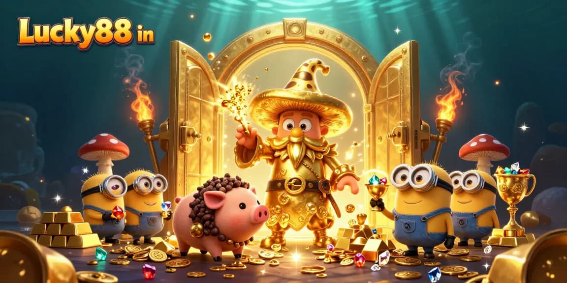 Experience the magic of Lucky88 in this vibrant casino illustration filled with treasures!