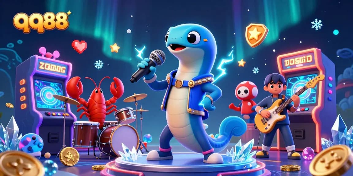 Engage with qq88 in a vibrant underwater casino scene showcasing lively gaming characters and dynamic elements.