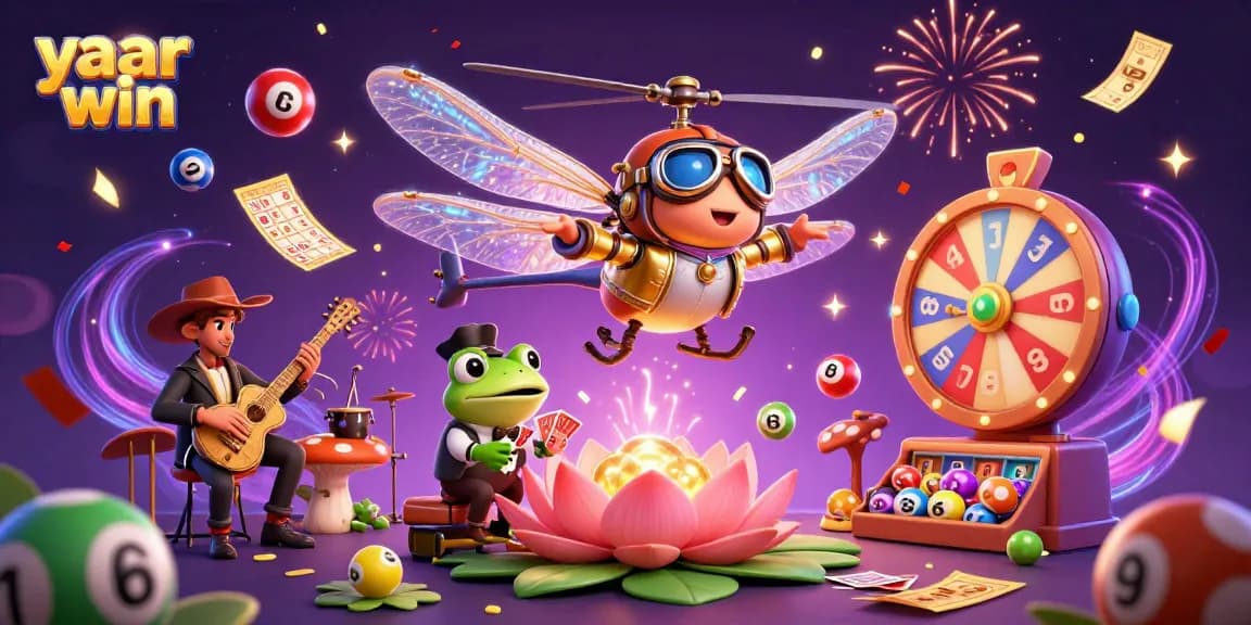 Experience yaar win at this vibrant casino scene with a dragonfly pilot and lively croupiers!