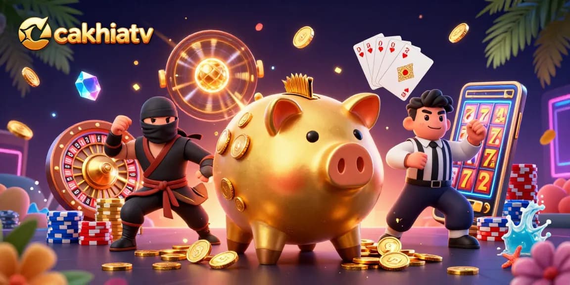 Watch exhilarating action at cakhiatv with a lively scene of characters amidst dynamic casino elements.