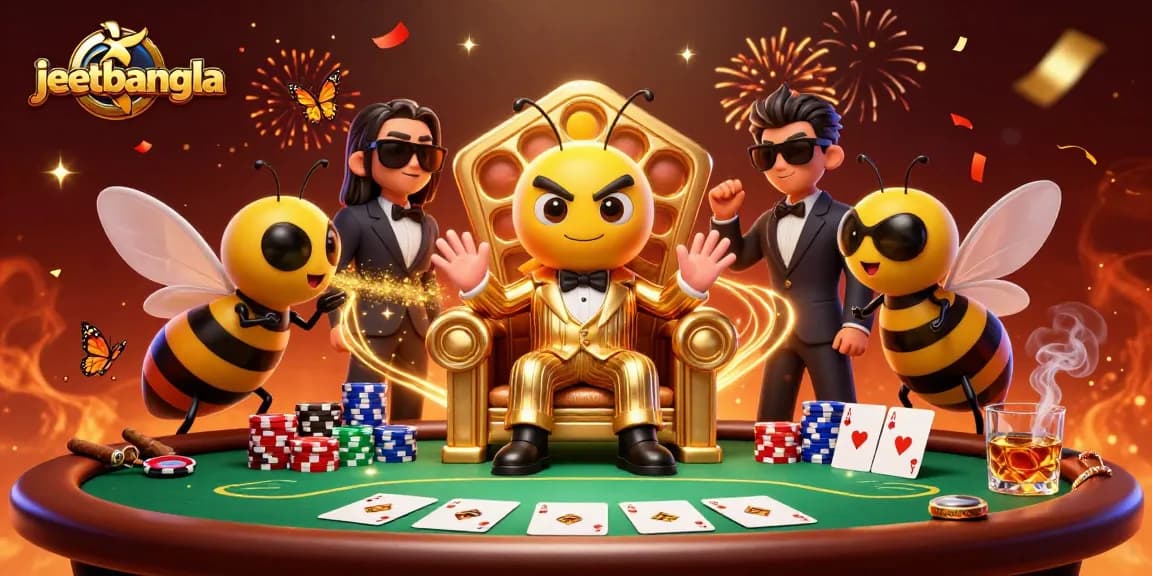 Experience the thrilling gameplay at jeetbangla with a vibrant casino scene featuring exciting poker action.