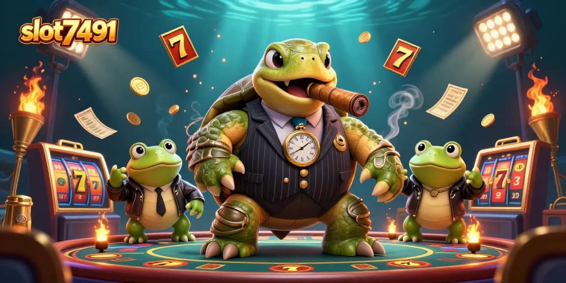 Experience jackpot excitement with slot7491 in a vibrant casino setting filled with dynamic slot elements.