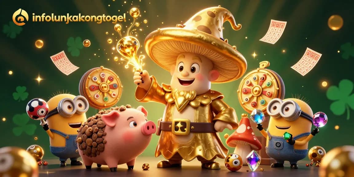 Play and win with infolengkapcongtogel in a dynamic lottery-themed illustration featuring vibrant elements.