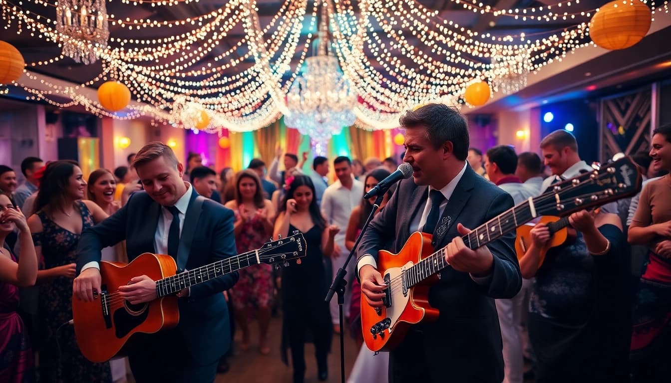 Formati muzica de petrecere animating a lively wedding celebration with energetic performances.
