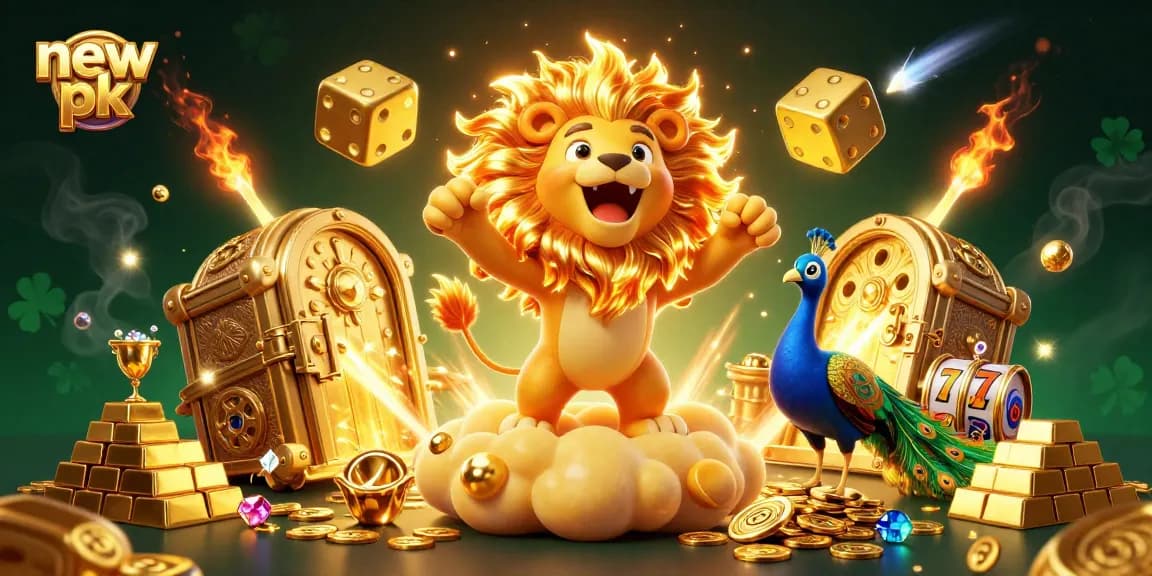 Experience the excitement of new pk casino with a vibrant 3D illustration showcasing golden wins!