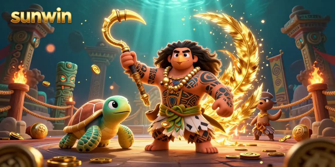 Experience thrilling gameplay at Sunwin with a dynamic cartoon scene featuring vibrant casino elements.
