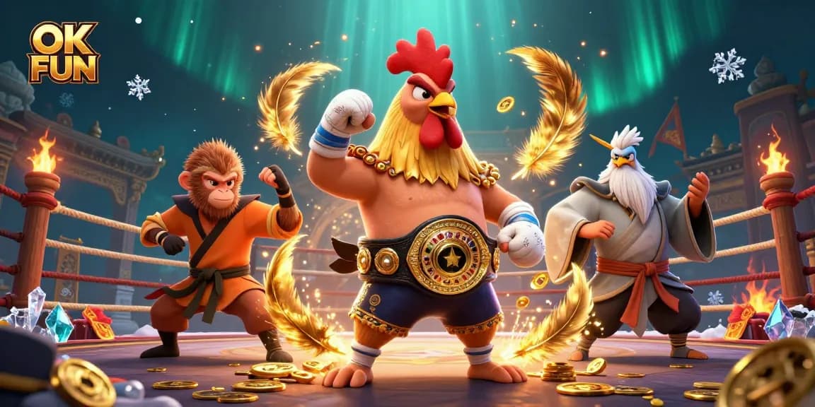 Engage in thrilling battles at OK FUN with 3D cartoon characters in a vibrant fighting arena.
