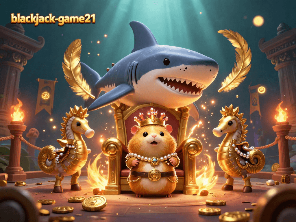 Engage in the thrilling world of blackjack-game21 with a fierce hamster king and dynamic casino elements.