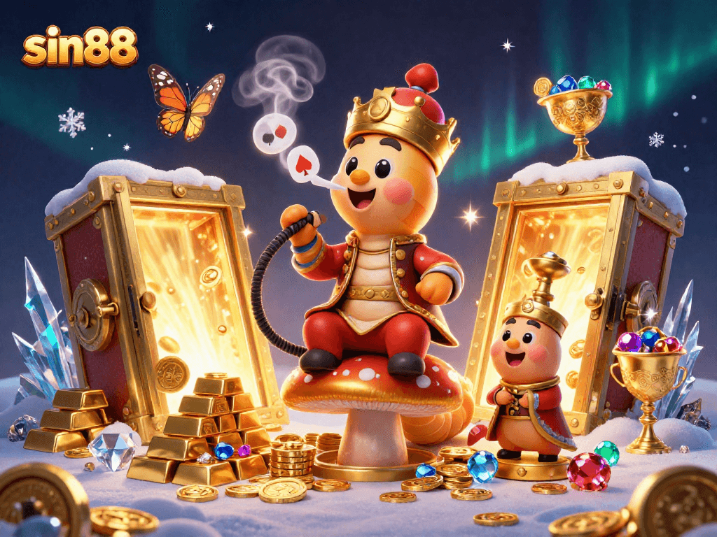 Experience thrilling poker action at sin88 with this vibrant 3D casino illustration.