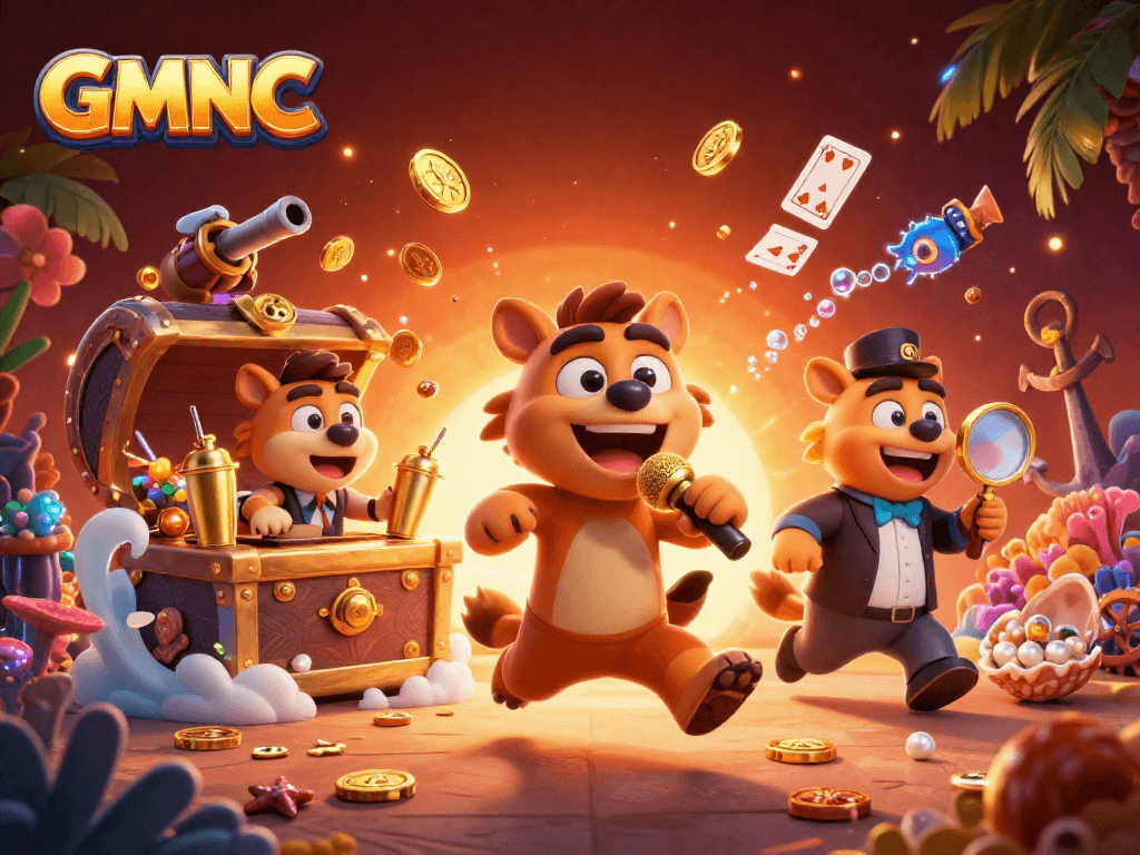 GMNC hyenas running a comedy casino club with vibrant casino elements for a thrilling experience.