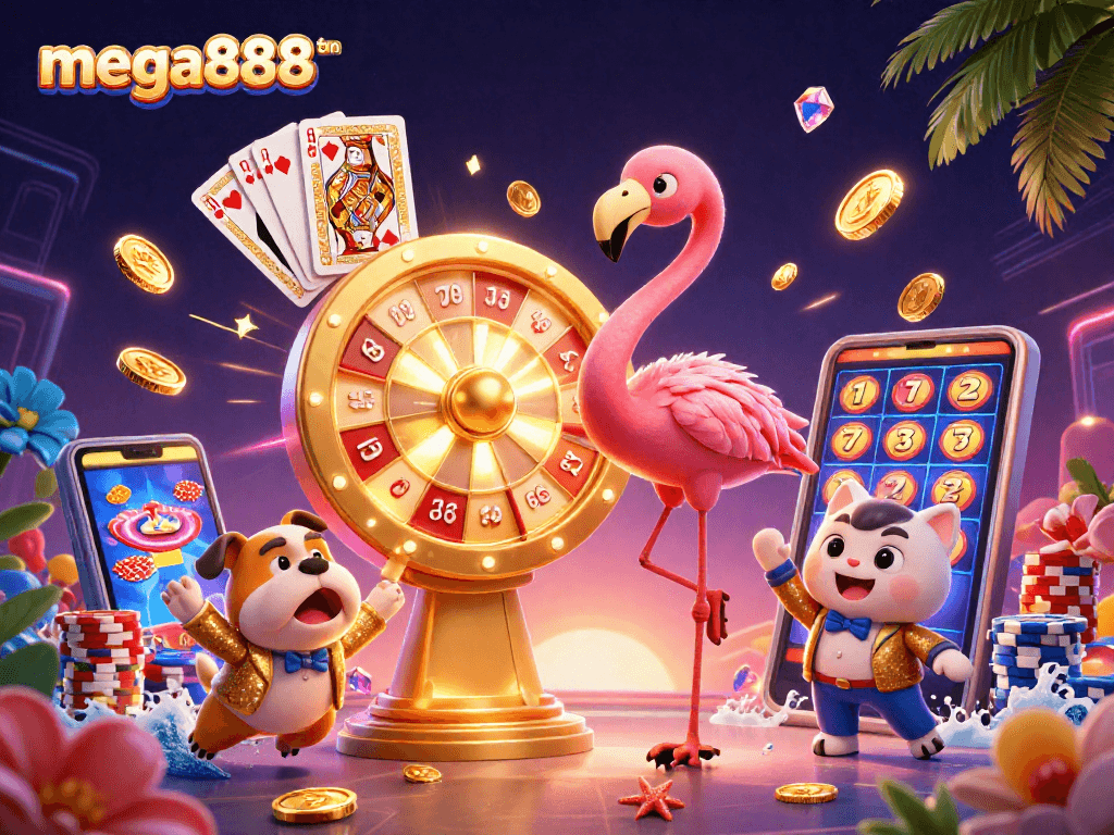mega888tm เล่นเกมสล็อตออนไลน์มือถือที่น่าตื่นเต้นในฉากคาสิโนที่เต็มไปด้วยทองคำและรางวัล
