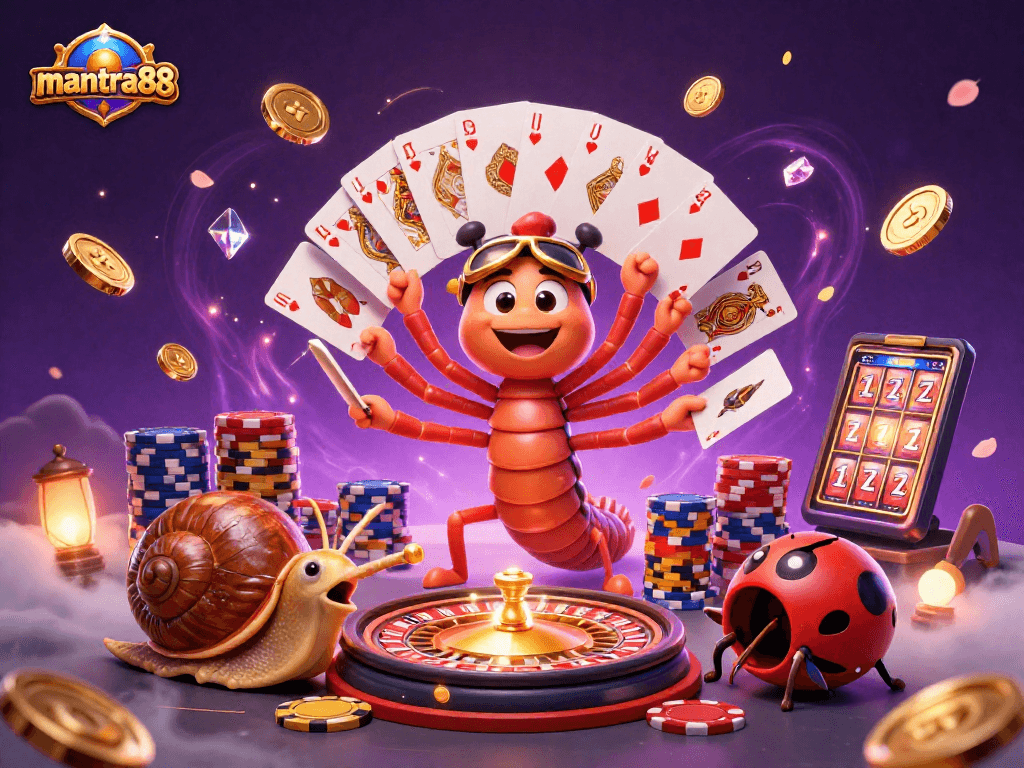 Experience the excitement of mantra88 as the millipede dealer showcases dazzling hands in a vibrant online casino.