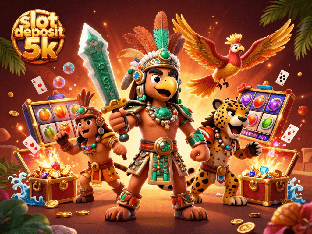 Experience thrilling wins with slot deposit 5k adventures featuring colorful slot reels and treasure treasures.