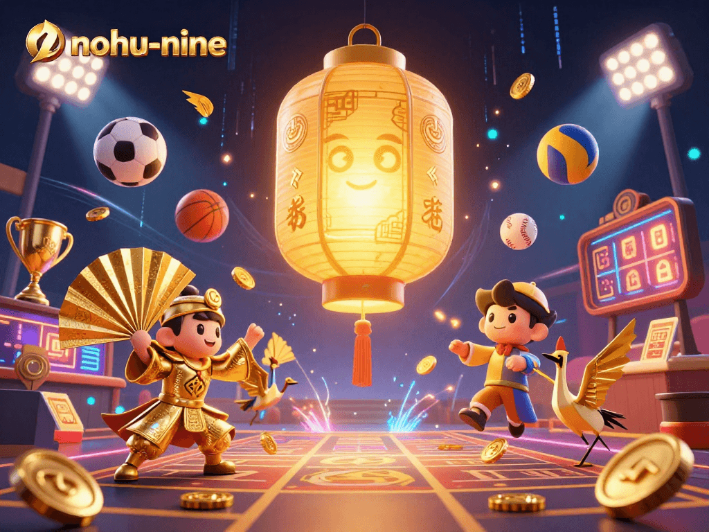 Engage in thrilling gameplay with nohu-nine, featuring vibrant casino elements and dynamic characters.