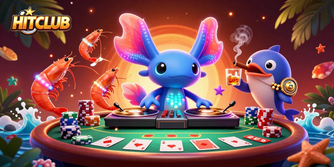 Engage with HITCLUB's vibrant gaming scene featuring lively characters and casino elements.