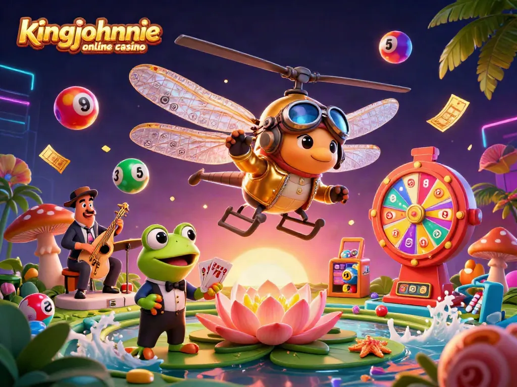 Engage with thrills at kingjohnnie online casino featuring a lively casino scene with characters and dynamic game elements.