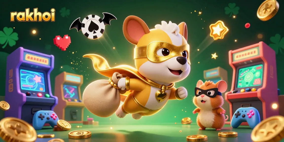 Experience the thrill of rakhoi as a flying superhero dog delivers winnings with gold coins in a vibrant casino scene.