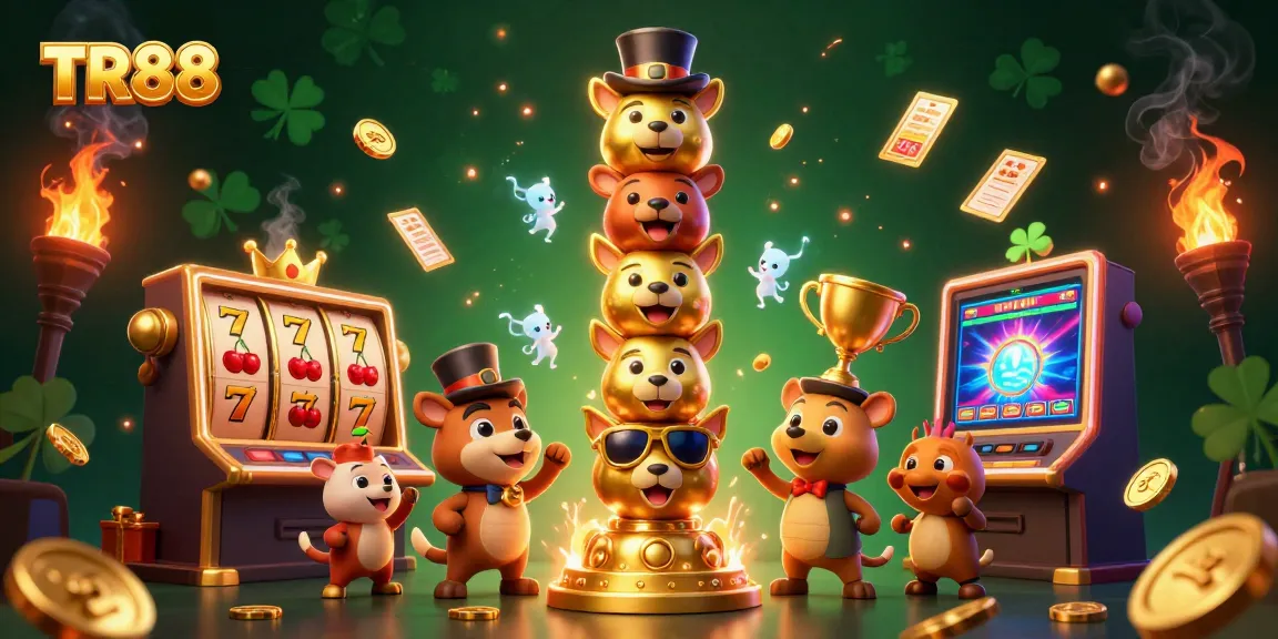 Spin vibrant TR88 slot reels for big wins, surrounded by festive casino elements and golden coins.