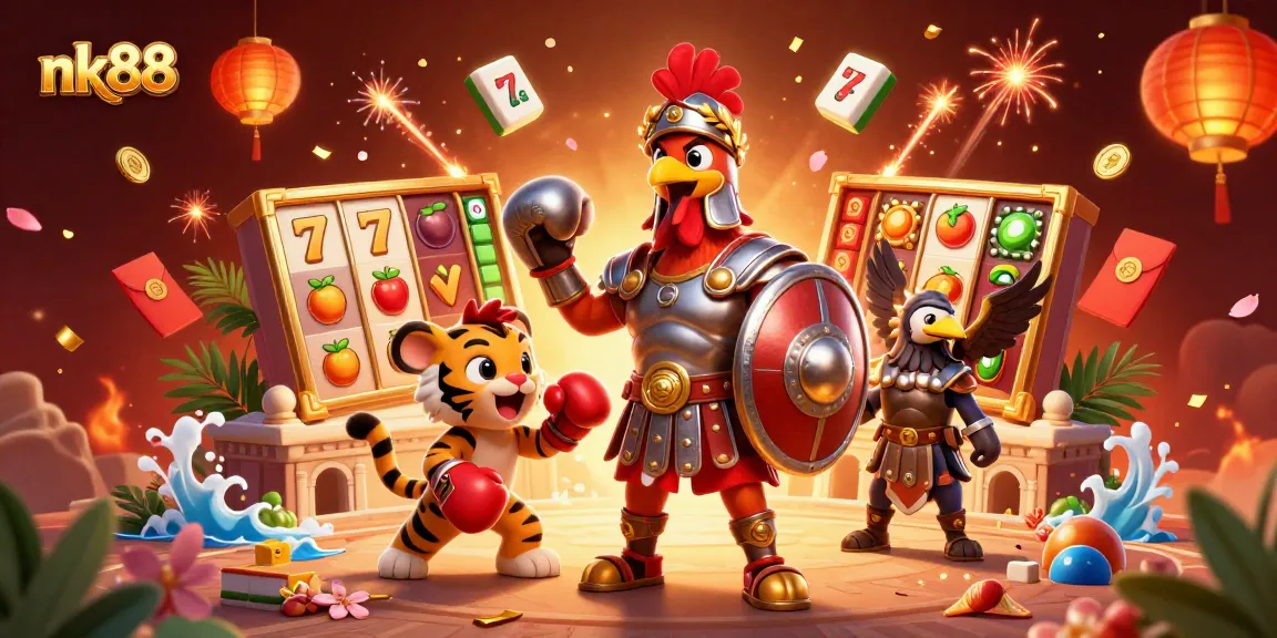 Spin to win big with nk88's vibrant 3D casino illustration showcasing exciting games.