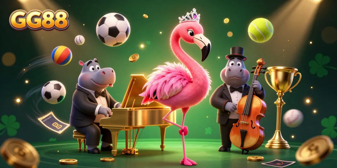 Engage with GG88's online casino experience featuring a lively scene full of colorful characters and dynamic elements.
