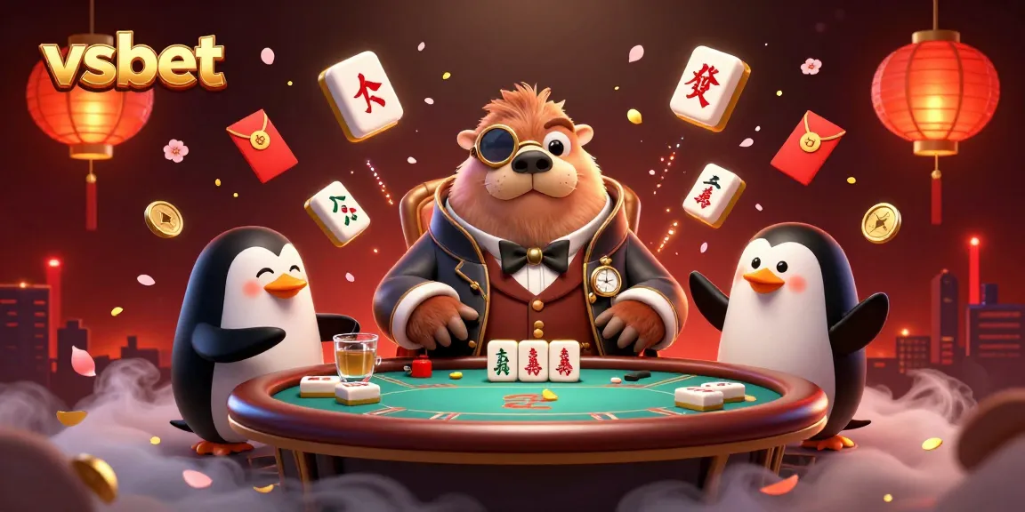 VSBET features a dynamic poker scene with a walrus, penguin dealer, and pufferfish in a vibrant underwater setting.
