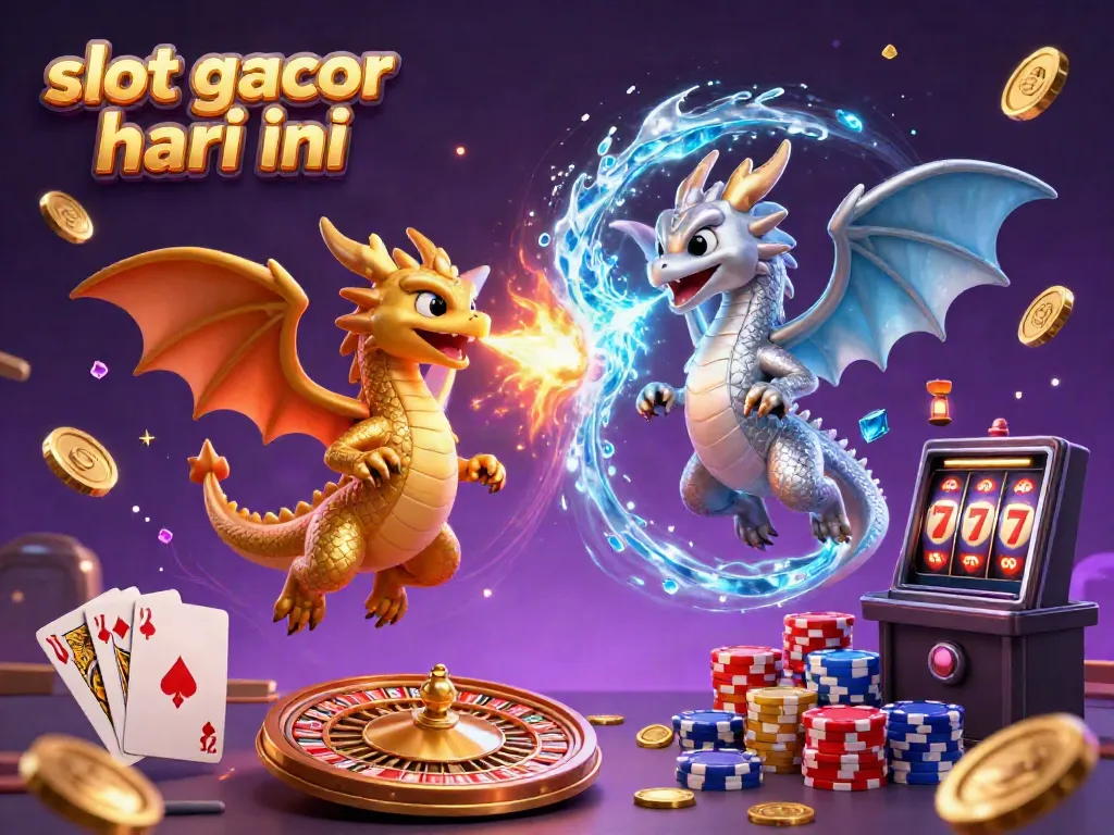 Genggam keberuntungan di slot gacor hari ini dengan ilustrasi permainan yang memukau dan naga terbang.