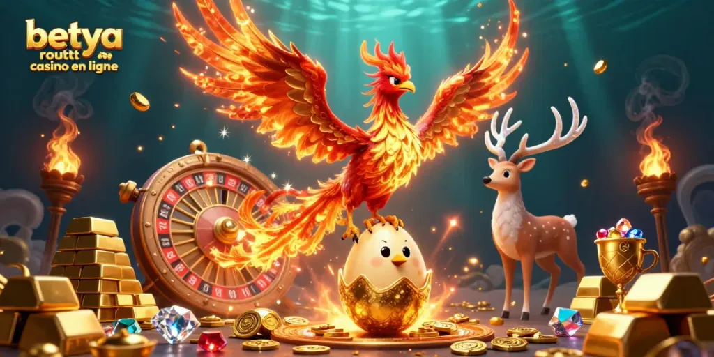 Experience thrilling betting at betya roulette casino en ligne featuring vibrant characters and casino elements.