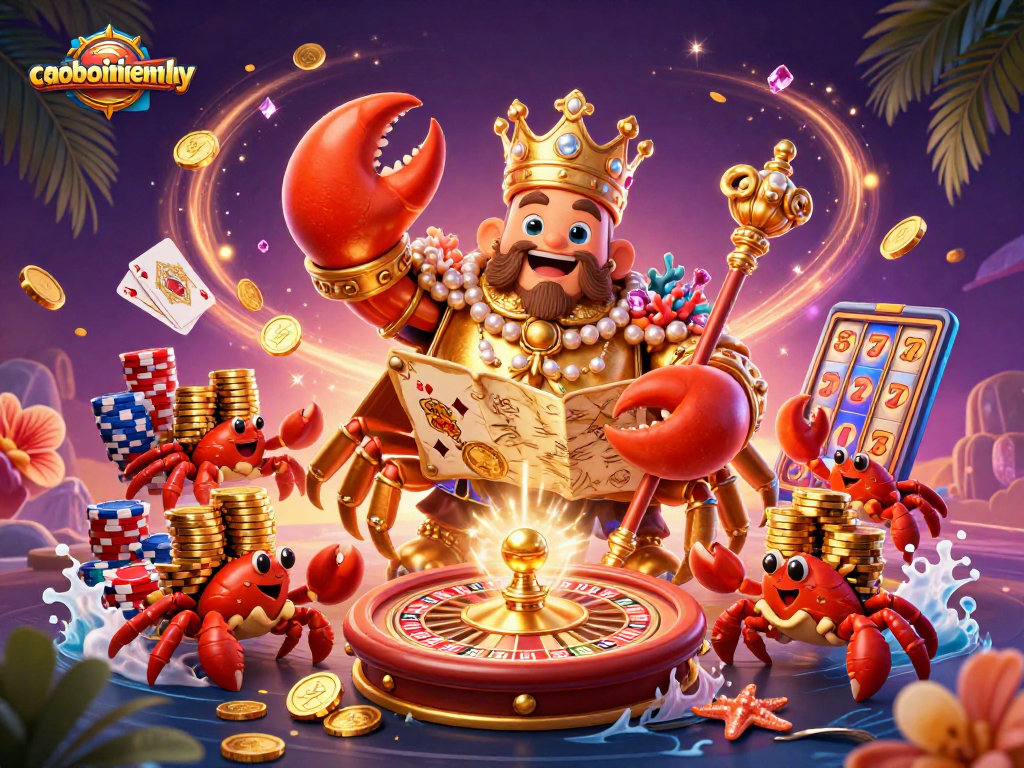 Experience caoboimientay's thrilling treasure hunt with the golden crab emperor amidst dazzling casino actions.