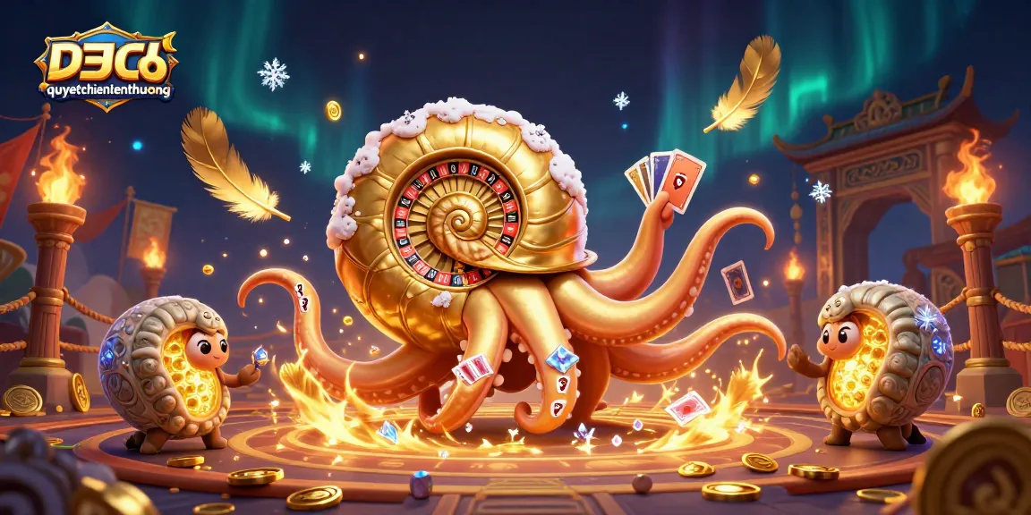 Experience the thrill of quyetchientienthuong as the nautilus spins its golden roulette wheel, surrounded by glowing companions.