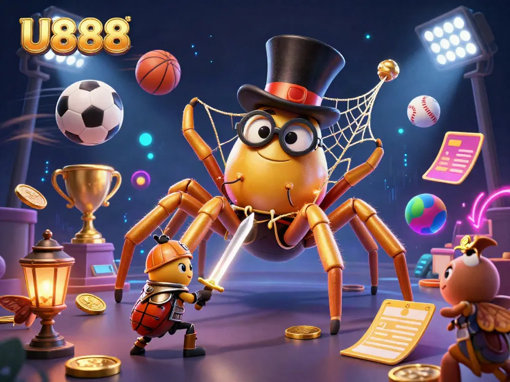 Engage with U888's vibrant casino scene featuring unique characters and dynamic gaming elements.
