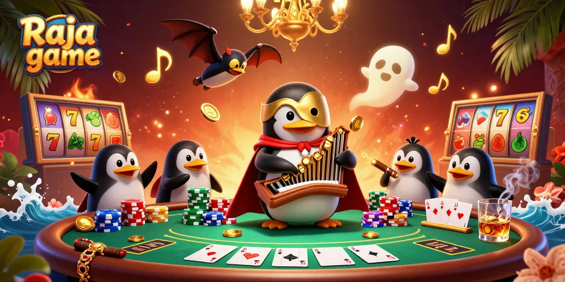 Experience the excitement of Raja game with vibrant visuals of thrilling casino elements and characters.