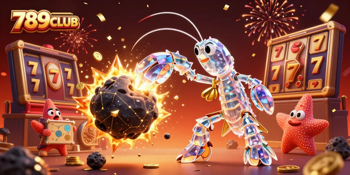 Experience thrilling wins at 789CLUB with vibrant excitement in a dynamic casino illustration