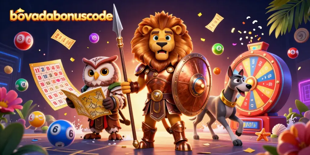 Engage with the latest bovadabonuscode and vibrant gaming elements in a dynamic casino-themed illustration.