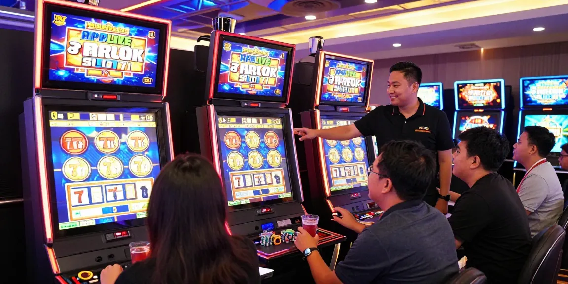 Players enjoying the thrilling 777 slot experience at a vibrant casino.