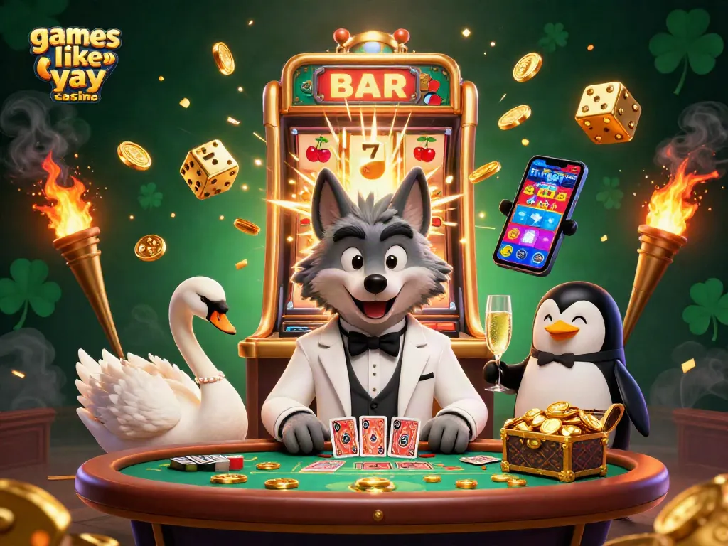 Win big with games like yay casino in this vibrant 3D casino scene filled with excitement.