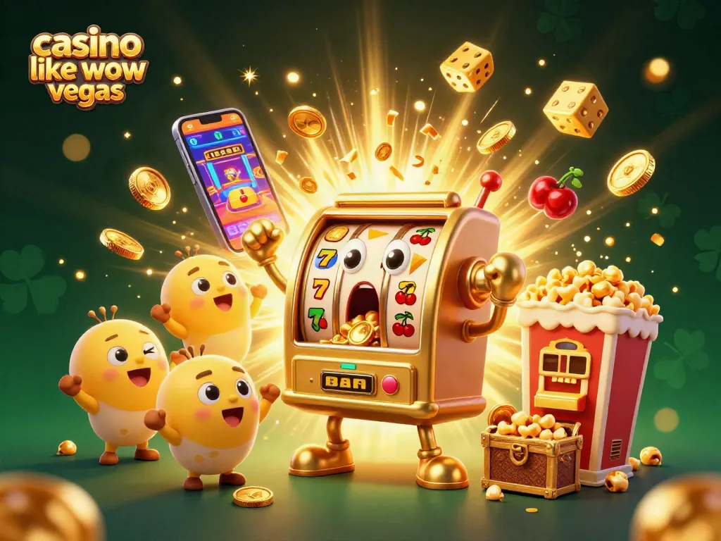 Winning jackpot at online casinos like wow vegas with fun characters and vibrant game elements.