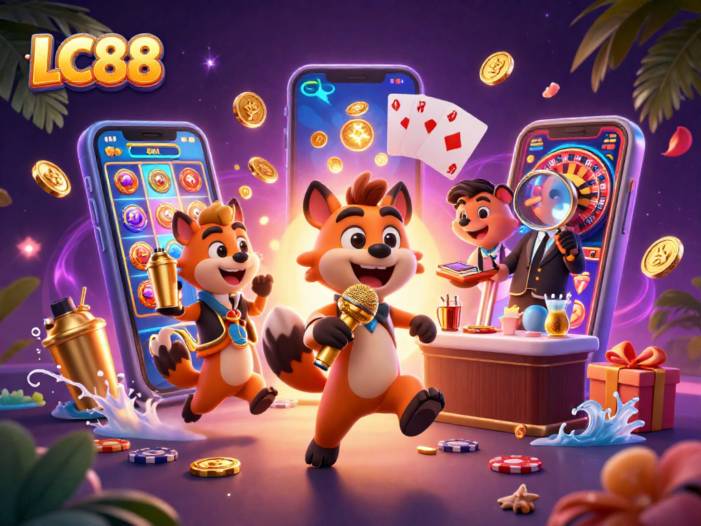 Join the excitement at LC88 with hyena comedians and lively casino action, featuring dynamic gaming elements.