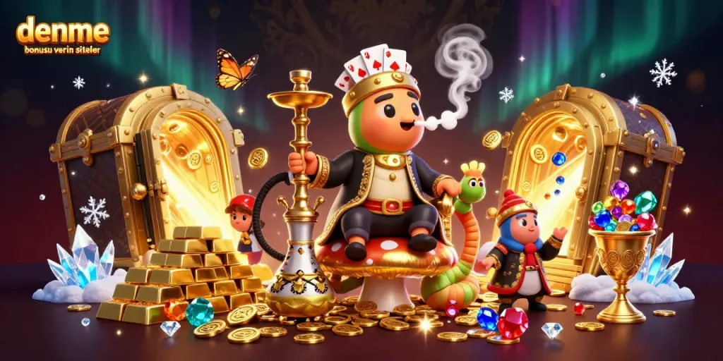Engage with exciting deneme bonusu veren siteler through a vibrant casino fantasy illustration showcasing colorful elements.