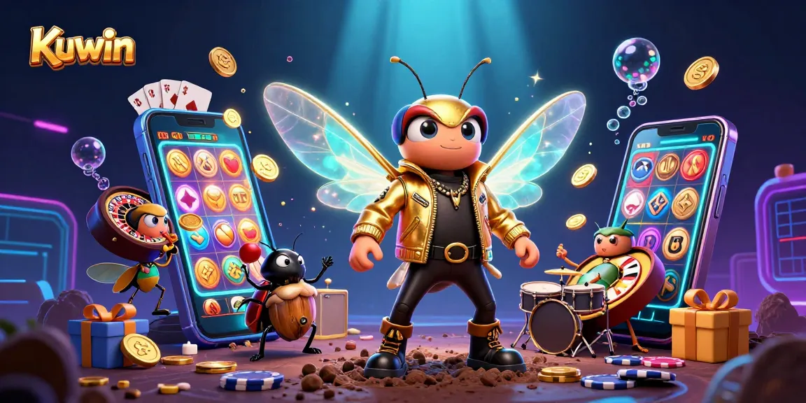 Kuwin offers thrilling game opportunities illustrated with vivid characters and casino elements.