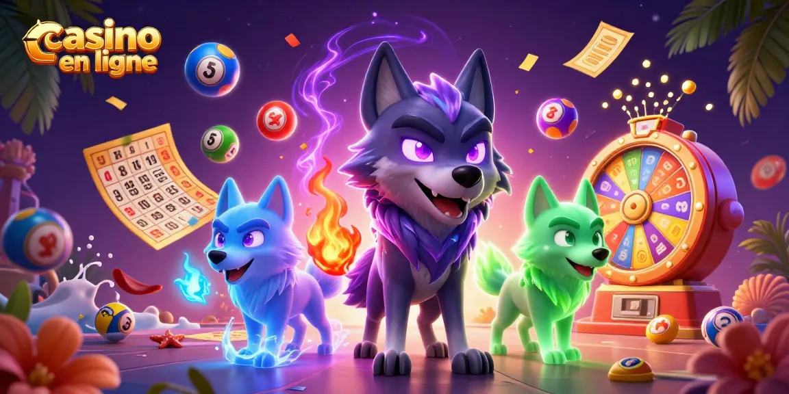 Des jeux captivants dans un casino en ligne, avec une ambiance dynamique et colorée de loterie.